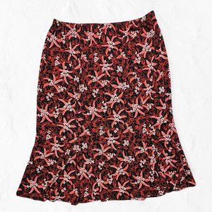 Sag Harbor Stretch Floral Midi Skirt XL
